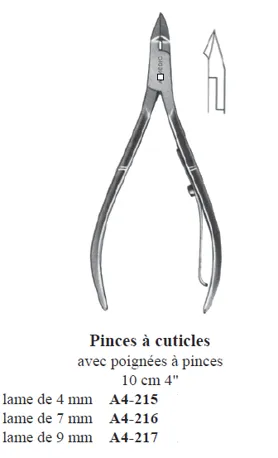 [A4-217] ALMEDIC® Cuticle nippers with plier-style handles, 9mm blade, 10cm (4")