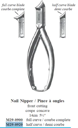 [M29-0920]  ALMEDIC® Nail nipper, concave jaw, half-jaw, 14 cm (5½")